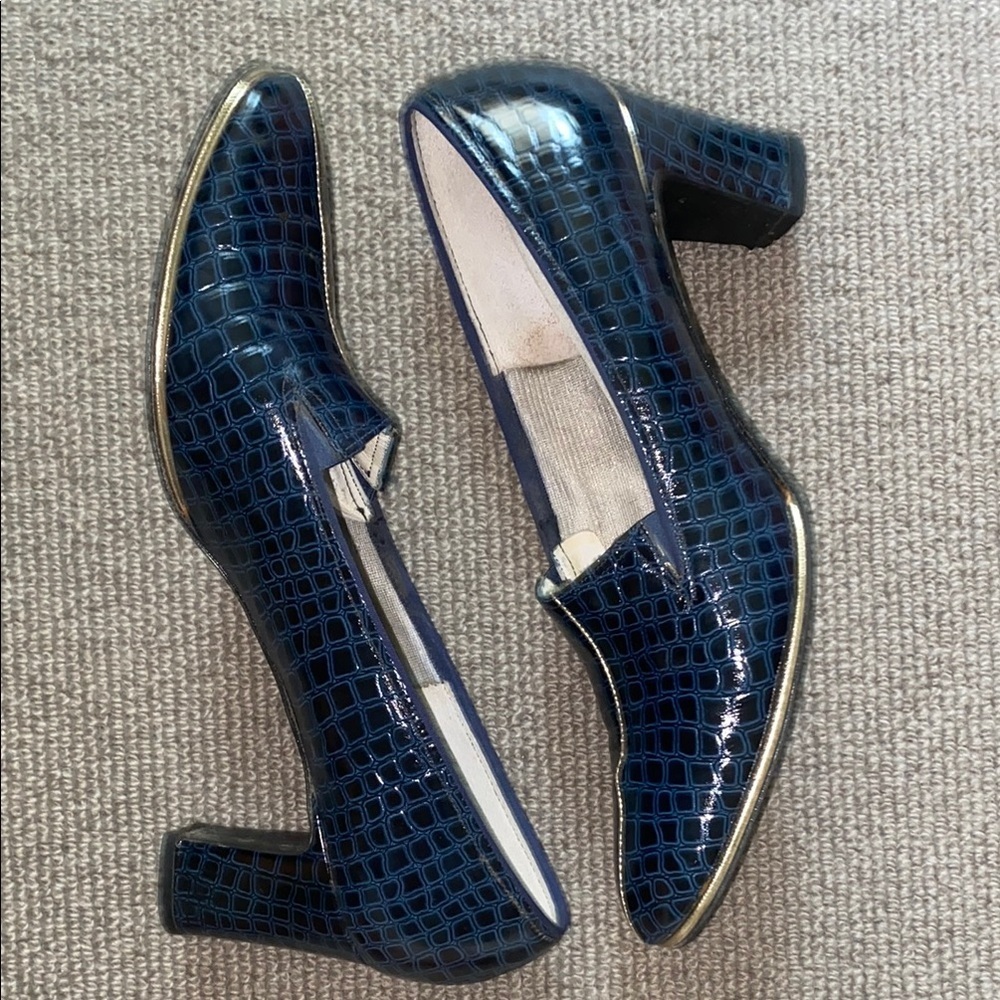 Vintage Elegant Blue Alligator Patterned Women's Shoes with heel No Size - Picture 4 of 15